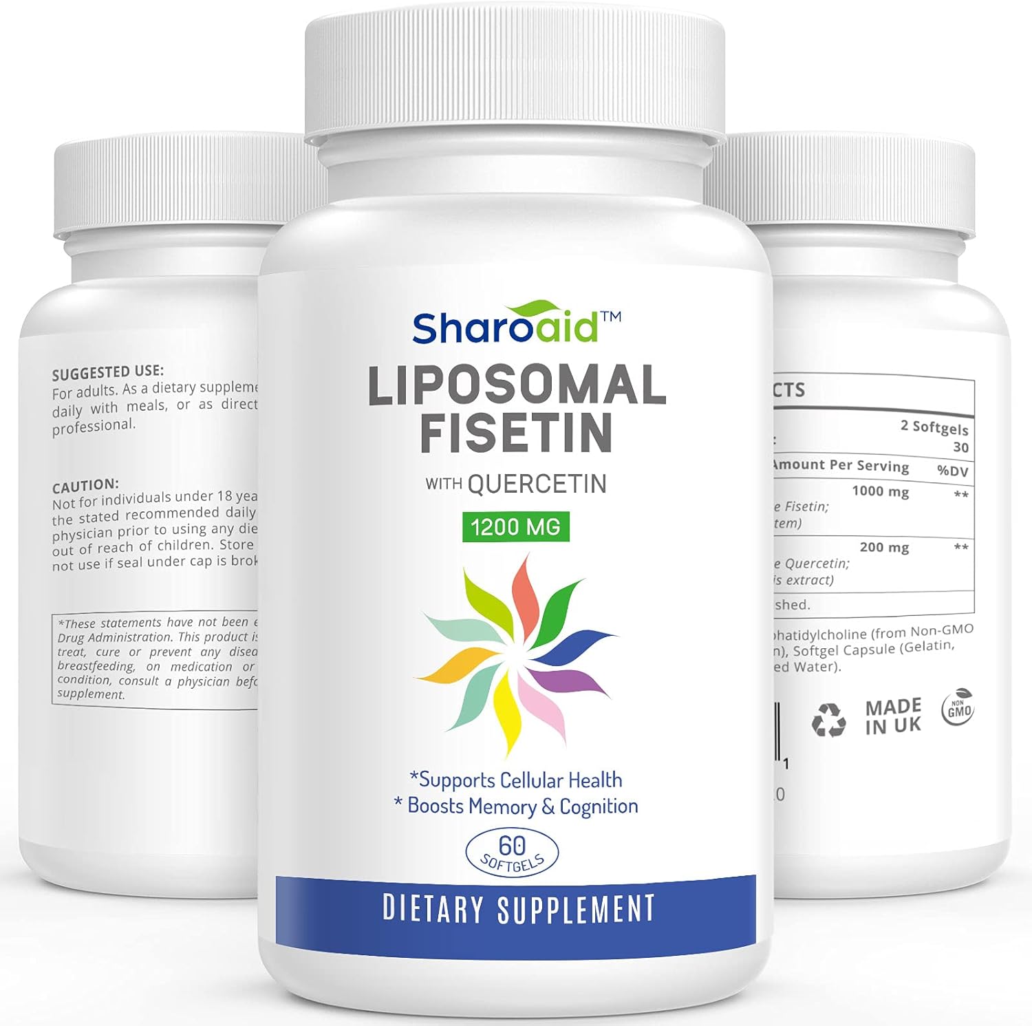 Liposomal Fisetin with Quercetin Supplements 1200 mg per Serving, High Absorption Polyphenols Antioxidants