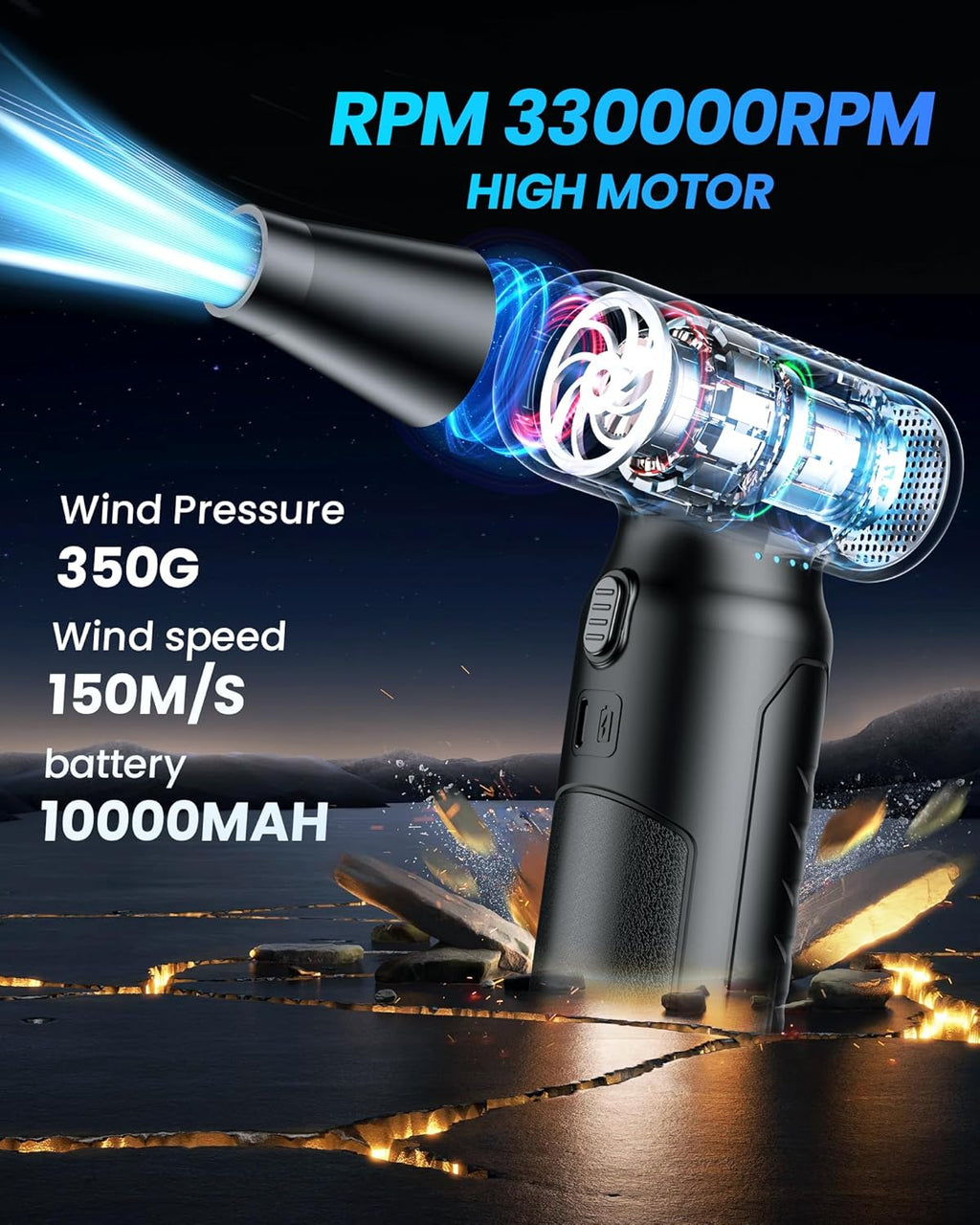 Electric Compressed Air Duster Blower, Rechargeable & Cordless