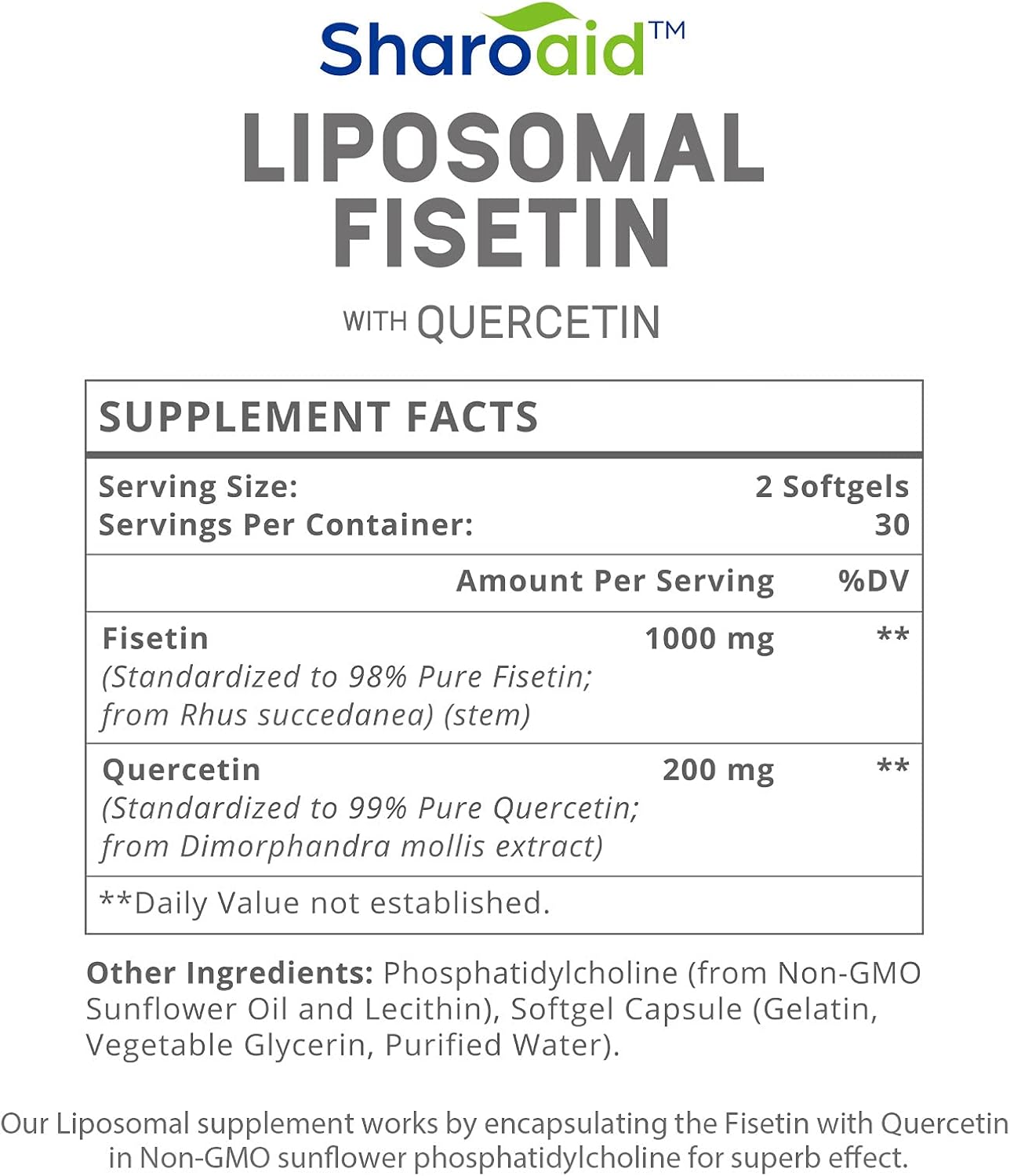 Liposomal Fisetin with Quercetin Supplements 1200 mg per Serving, High Absorption Polyphenols Antioxidants