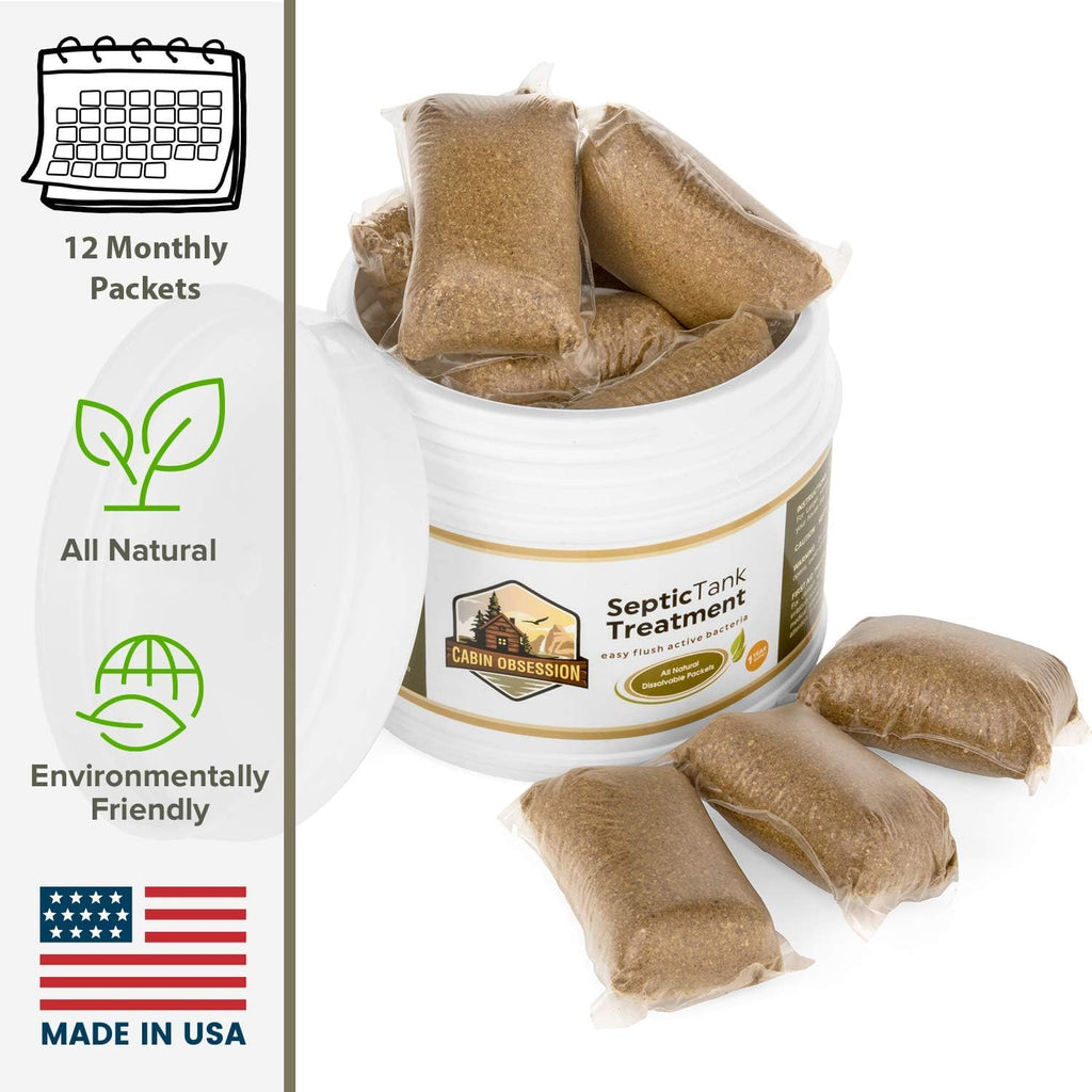 Septic Tank Treatment - Septic Safe Dissolvable Easy Flush Live Bacteria Packets - Best Way to Prevent Expensive Sewage Backups