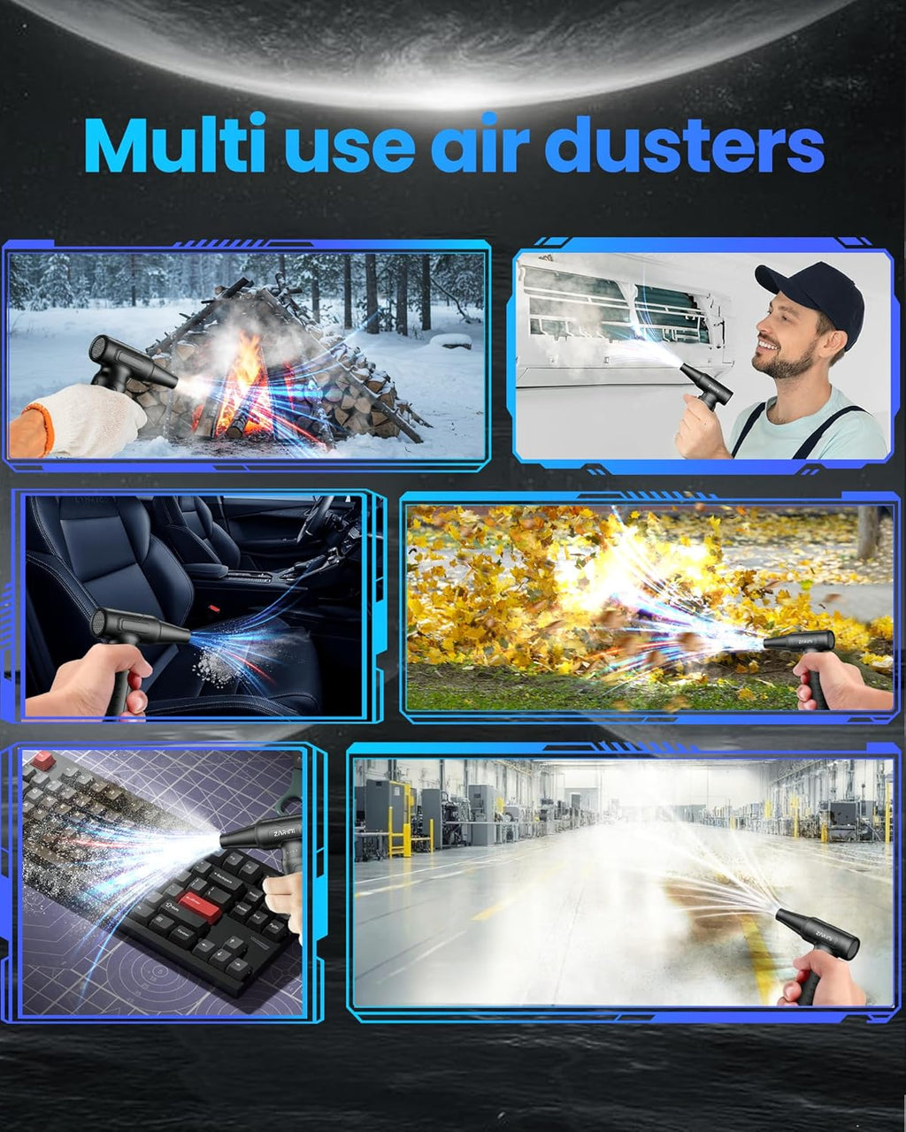 Electric Compressed Air Duster Blower, Rechargeable & Cordless