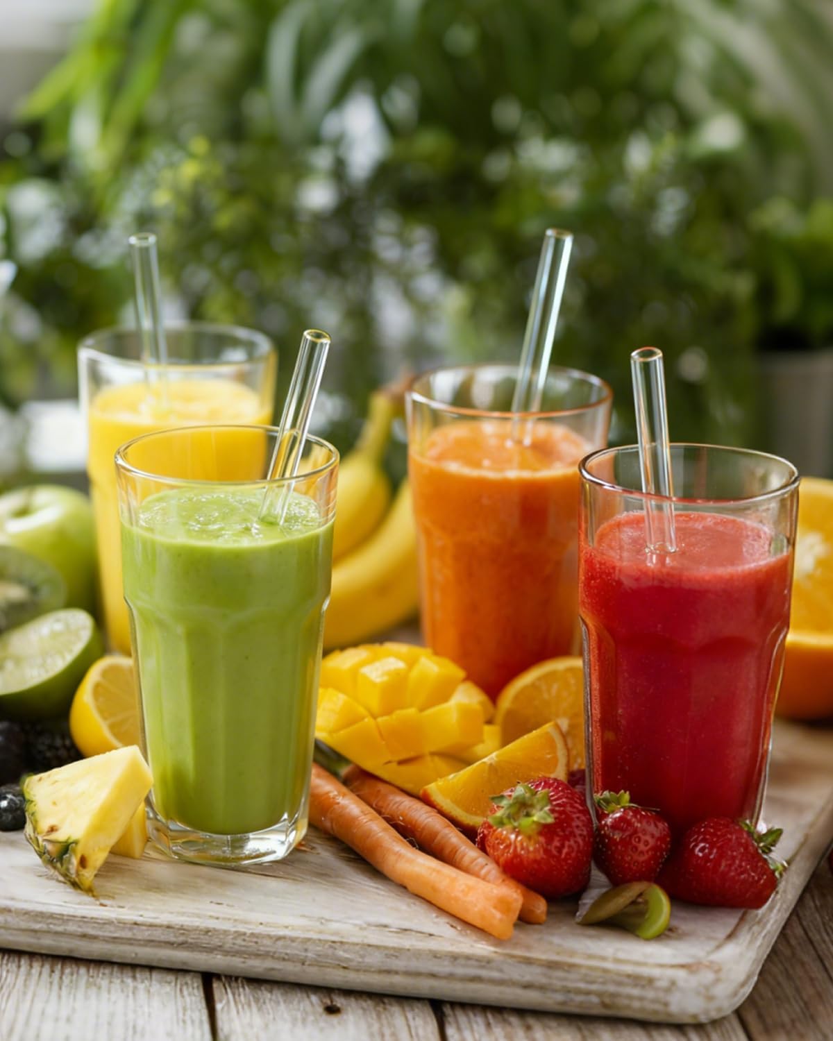 18-Pack Reusable Clear Glass Straws Set - 8 Straight and 6 Bent with 4 Straw Cleaner Brush