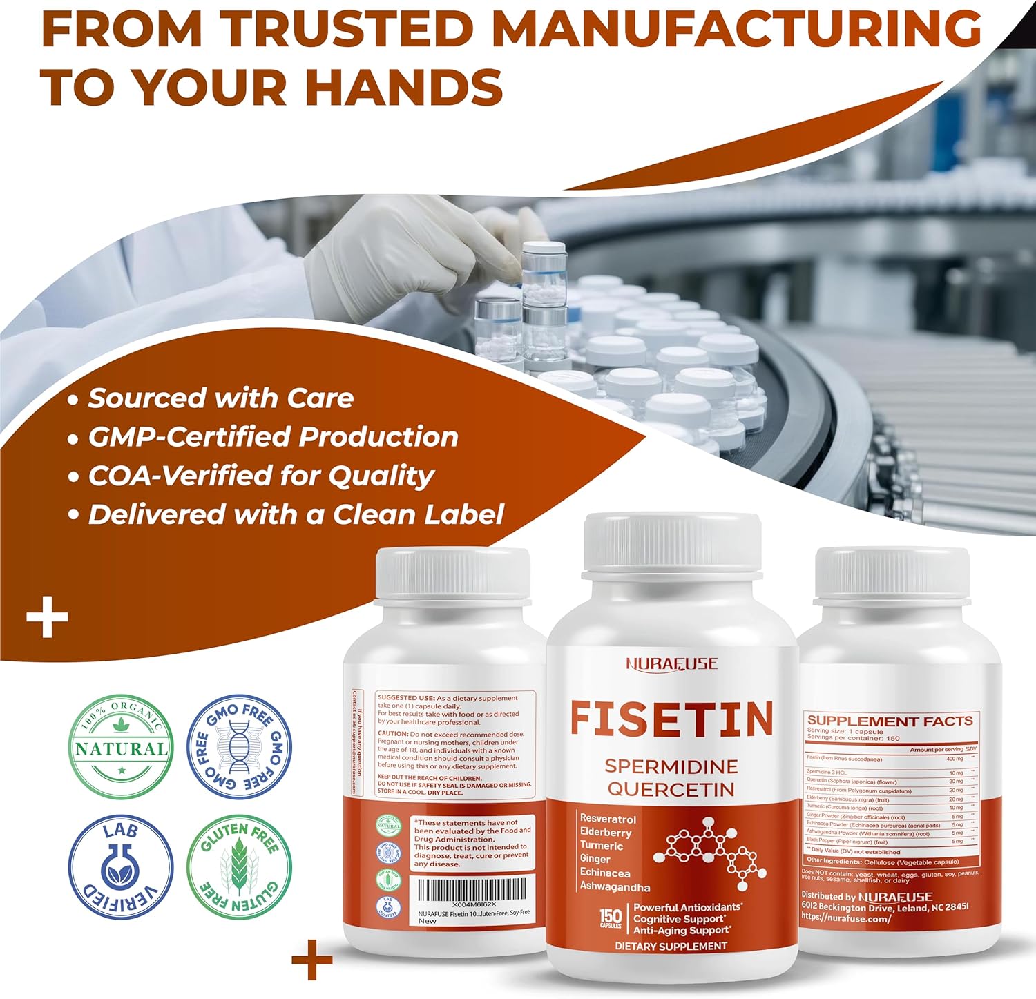 Fisetin 10-in-1 Formula with Non-GMO, Gluten-Free, Soy-Free