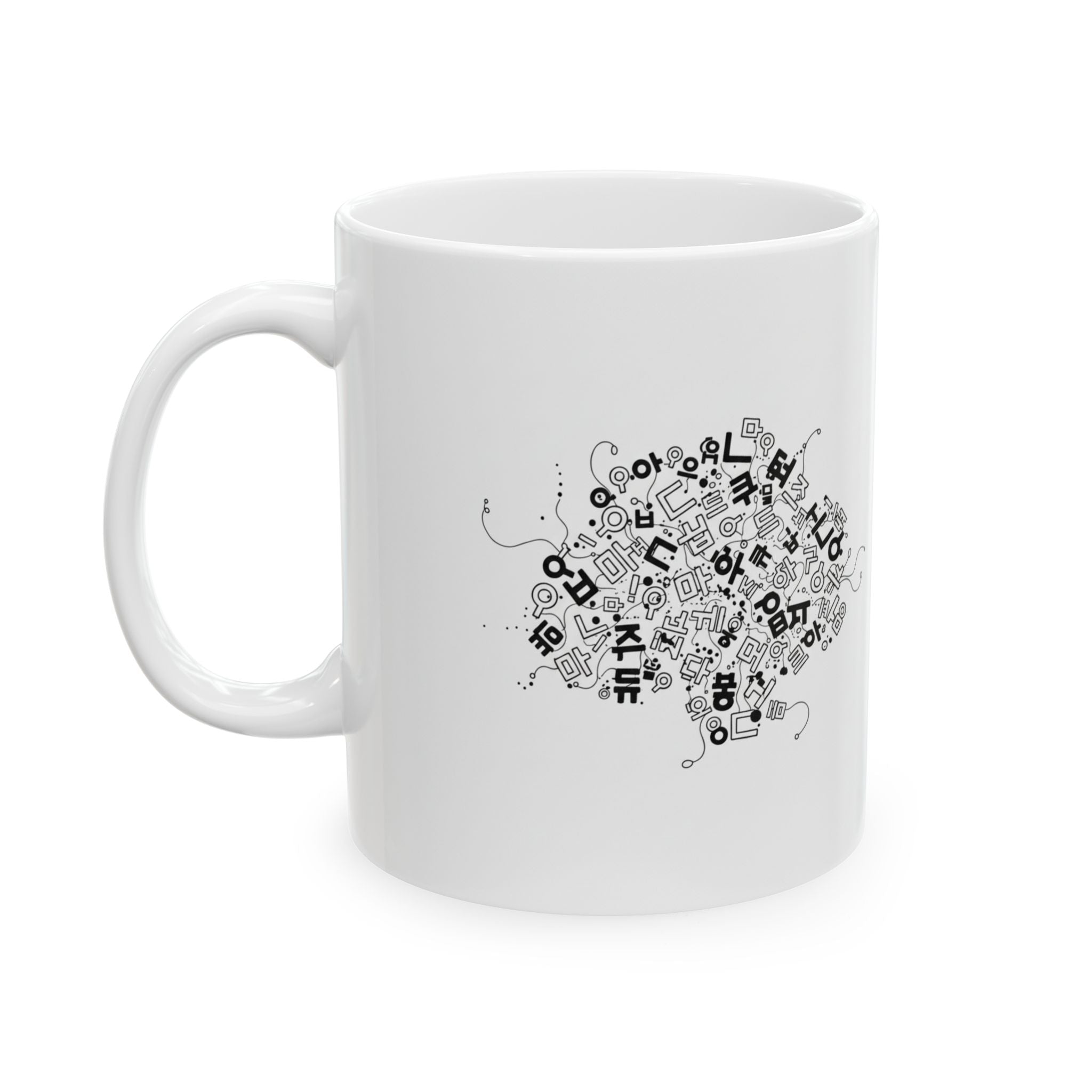 Typography Brain Ceramic Mug — Word Art Coffee Cup (11oz/15oz)